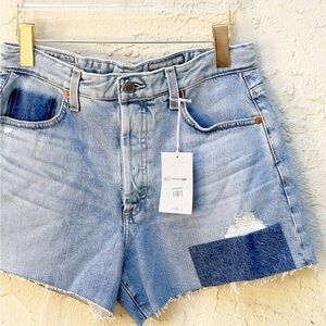 NWT AG “Alexxis”Button High-Waisted Denim Shorts